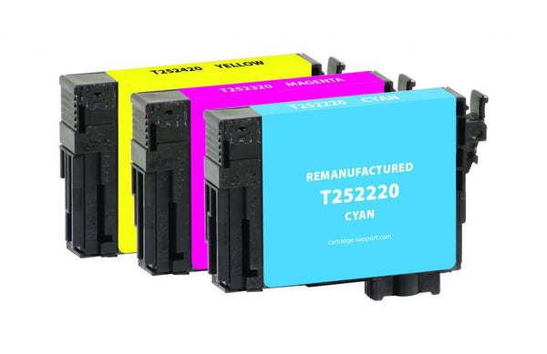 Remanufactured Cyan, Magenta, Yellow Ink Cartridges for T252, 3-Pack