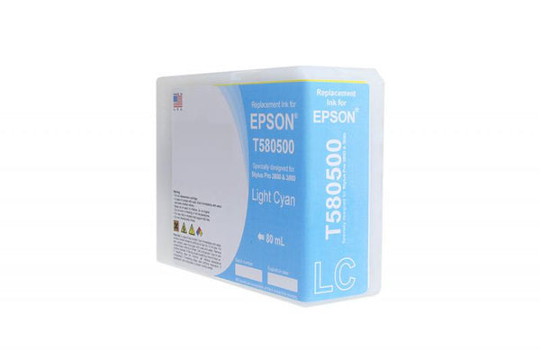 Remanufactured High Yield Light Cyan Wide Format Ink Cartridge for Epson T580500