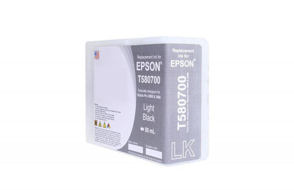 Remanufactured High Yield Light Black Wide Format Ink Cartridge for Epson T580700