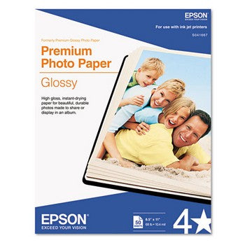 Epson Premium Photo Paper, Glossy 8 .5 x 11 Inch/50 sheet (S041667)