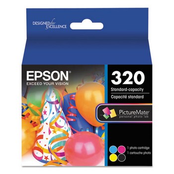 Epson T320 Black, Cyan, Magenta, Yellow, Standard Yield Ink Cartridge, Epson T320