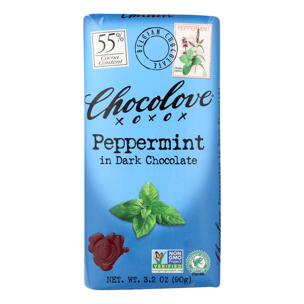 Chocolove Xoxox - Premium Chocolate Bar - Dark Chocolate - Peppermint - 3.2 Oz