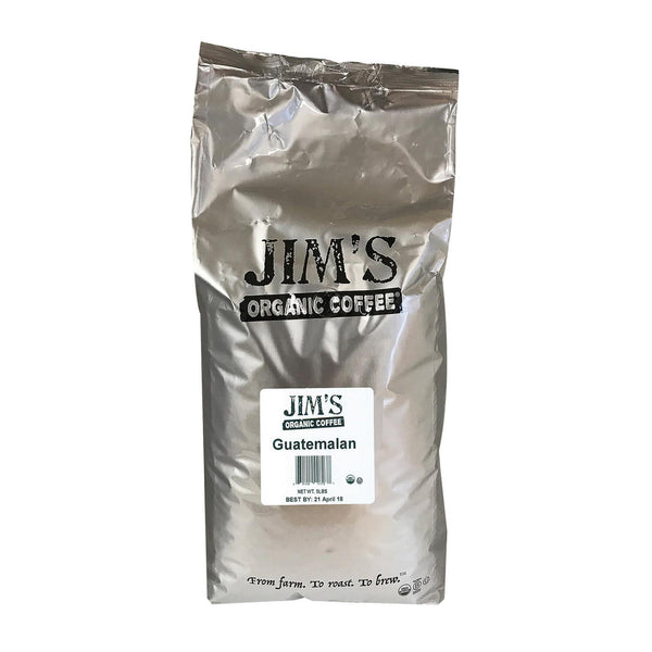 Jim's Organic Coffee - Whole Bean - Guatemalan - Bulk - 5 Lb.