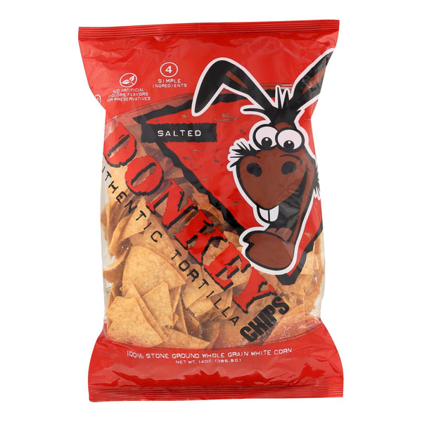 Donkey Chips Salted Tortilla Chips - Case Of 12 - 14 Oz.