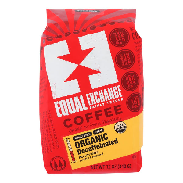 Equal Exchange Organic Whole Bean Coffee - Decaf - Case Of 6 - 12 Oz.