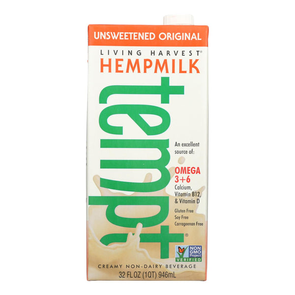 Living Harvest Original Tempt Hemp Milk - Unsweetened Creamy Non Dairy Beverage