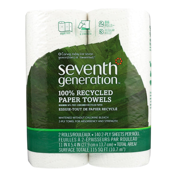 Seventh Generation Recycled Paper Towels - White - Case Of 12 - 140 Sheets