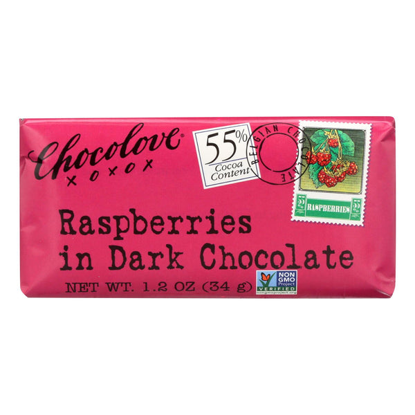 Chocolove Xoxox - Premium Chocolate Bar - Dark Chocolate - Raspberries – Mini