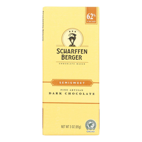 Scharffen Berger Chocolate Bar - Dark Chocolate - 62 Percent Cacao - Semisweet - Fine Artisan - 3 Oz Bars - Case Of 12