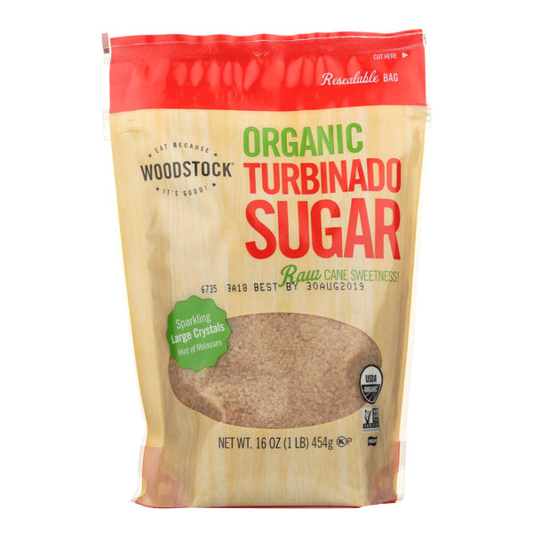 Woodstock Sugar - Organic - Turbinado - 16 Oz - Case Of 12