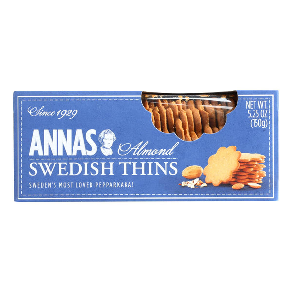 Annas Swedish Almond Thins - Case Of 12 - 5.25 Oz.