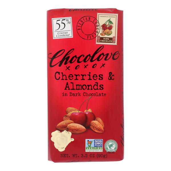 Chocolove Xoxox - Premium Chocolate Bar - Dark Chocolate - Cherries And Almonds