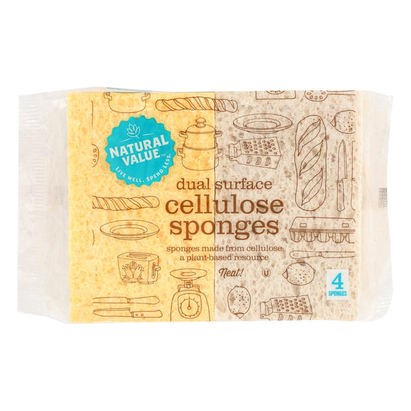Natural Value Dual Surface Cellulose Sponges - Case Of 24 - 4 Count