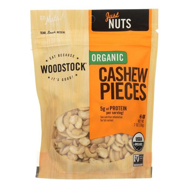 Woodstock Organic Cashews - Pieces - Raw - Case Of 8 - 7 Oz.