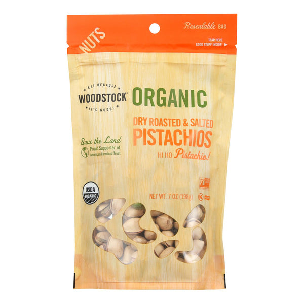Woodstock - Organic Roasted Salted Pistachios - Case Of 8 - 7 Oz.