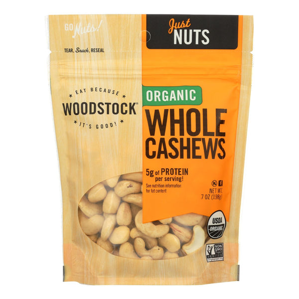 Woodstock Organic Cashews - Whole - Raw - Case Of 8 - 7 Oz.