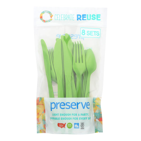 Preserve Heavy Duty Cutlery - Apple Green - 8 Sets 24 Pieces Total