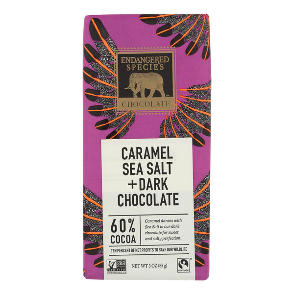 Endangered Species Chocolate Bar - Dark Chocolate - Caramel - Sea Salt - 3 Oz