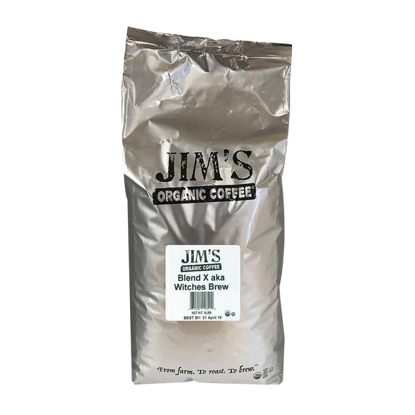 Jim's Organic Coffee - Whole Bean - Blend X Aka Witches Brew - Bulk - 5 Lb.