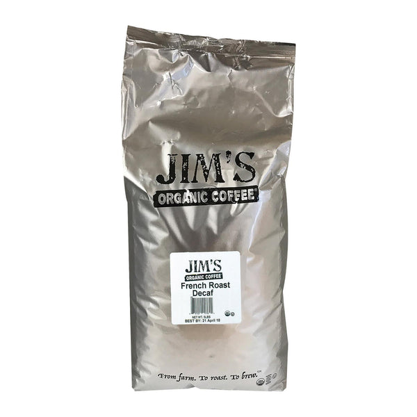 Jim's Organic Coffee - Whole Bean - French Roast Decaf - Bulk - 5 Lb.