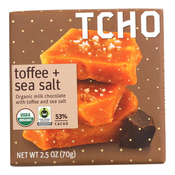 Tcho Chocolate Organic Milk Chocolate Bar - Toffee And Sea Salt - Case Of 12