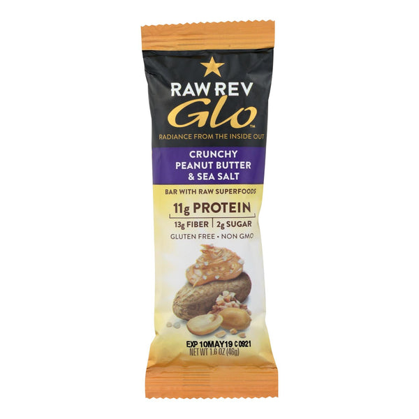 Raw Revolution Glo Crunchy Bar - Peanut Butter And Sea Salt - Case Of 12, 1.6 Oz