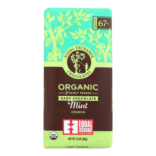 Equal Exchange Organic Dark Chocolate Bar - Mint Crunch - Case Of 12 - 2.8 Oz.
