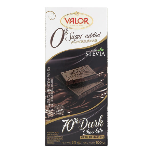 Valor No Sugar Added Dark Chocolate Bar  - Case Of 17 - 3.5 Oz
