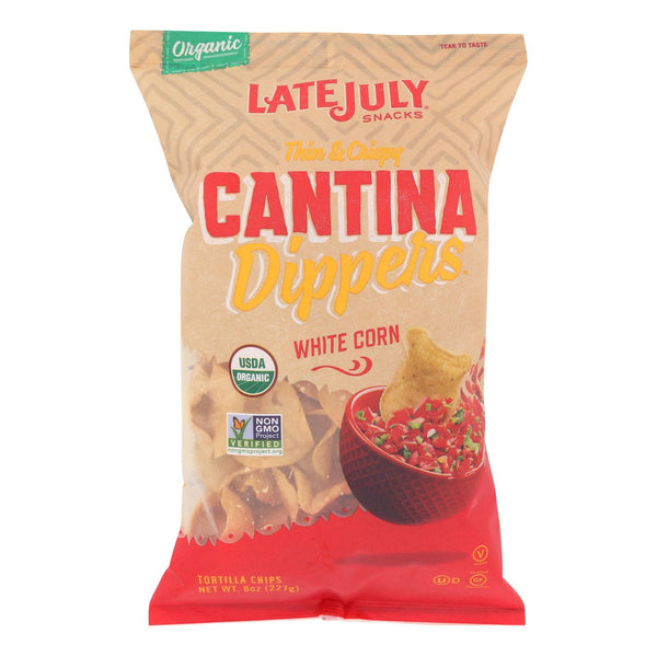 Late July Snacks Organic Cantina Dippers - White Corn - Case Of 9 - 8 Oz