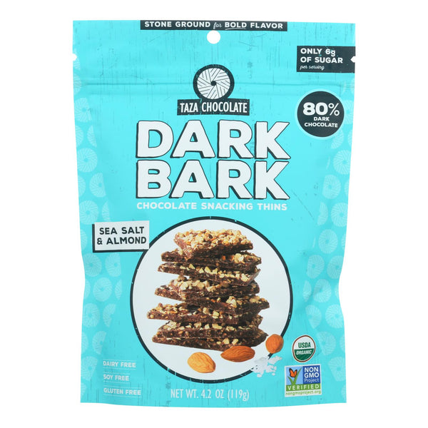 Taza Chocolate Organic Dark Bark Chocolate - Sea Salt Almond - Case Of 12