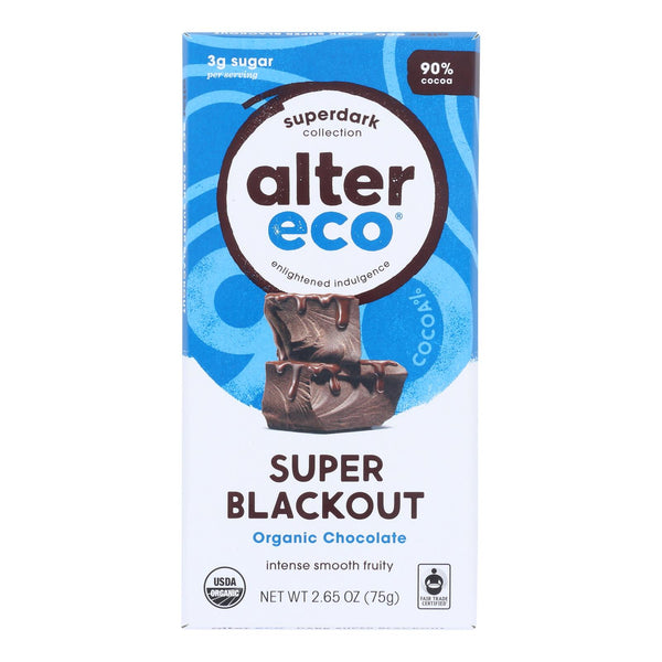Alter Eco Americas Organic Chocolate Bar - Dark Super Blackout - Case Of 12