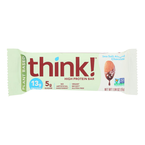 Think! Thin Plant Protein Bar - Sea Salt Almond Chocolate - Case Of 10 - 1.94 Oz