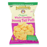 Annie's Homegrown Organic Cheese Puffs - White Cheddar Bunny Tails - Case Of 12