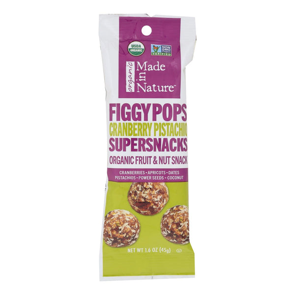Made In Nature Figgy Pops - Organic - Cranberry Pistacio - Case Of 10 - 1.6 Oz