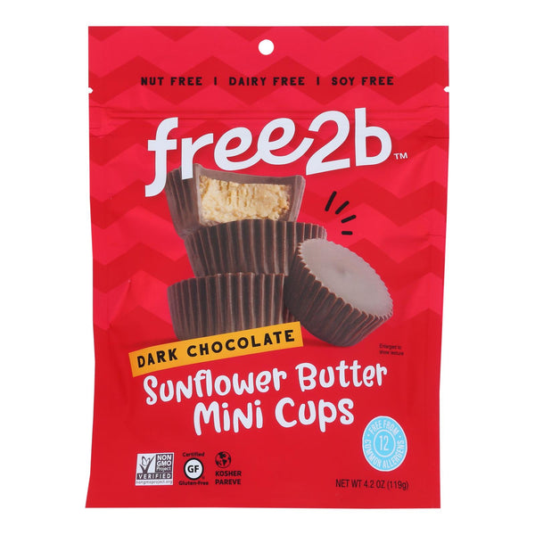Free 2 B Sun Cups - Mini - Dark Chocolate - Case Of 6 - 4.2 Oz