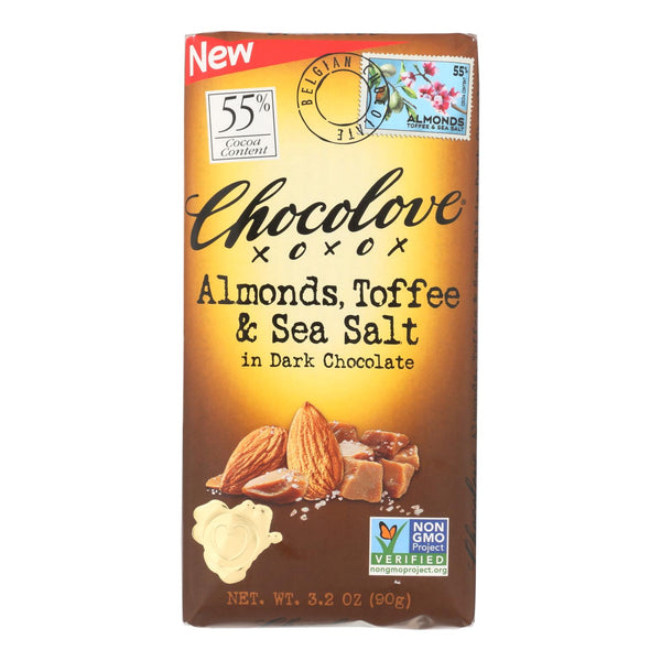 Chocolove Xoxox - Bar - Almond - Toffe - Sea Salt - Dark Chocolate - Case Of 12