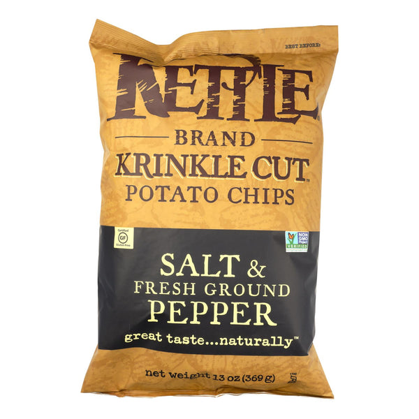 Kettle Brand Salt & Pepper Krinkle Cut Potato Chips  - Case Of 9 - 13 Oz