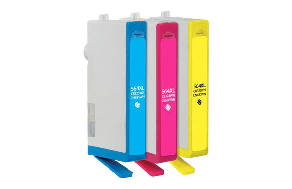 Remanufactured Cyan, Magenta, Yellow Ink Cartridges for HP 564XL 3-Pack