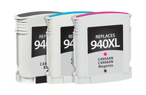 CIG Remanufactured High Yield Cyan, Magenta, Yellow Ink Cartridges for HP 940XL 3-Pack