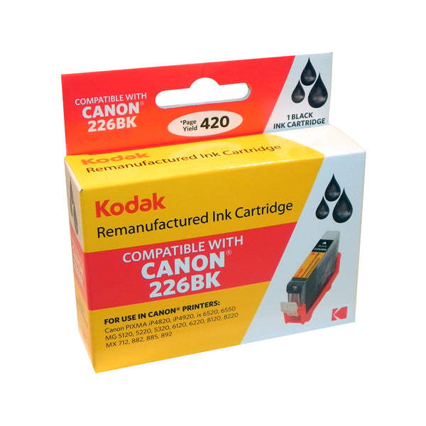 Kodak Brand (Canon CLI-226BK) Remanufactured Black Ink Cartridge, Kodak KODCLI226BK