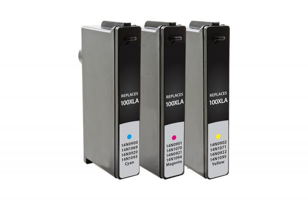 CIG Remanufactured Cyan, Magenta, Yellow Ink Cartridges for Lexmark 100XL 3-Pack