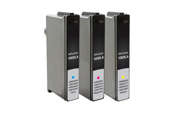 Remanufactured Cyan, Magenta, Yellow Ink Cartridges for Lexmark 100XL 3-Pack