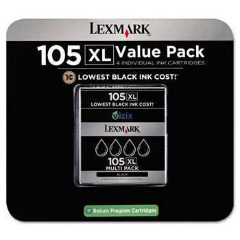 Lexmark 105XL Black, Multi Pack, High Yield Ink Cartridge, Lexmark 14N0843