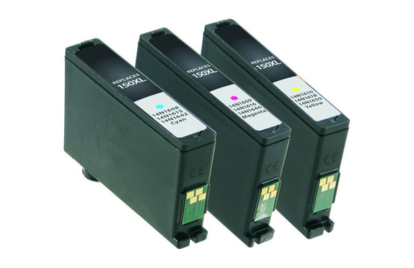 Non-OEM (Compatible) New Cyan, Magenta, Yellow High Yield Ink Cartridges for Lexmark 150XL 3-Pack