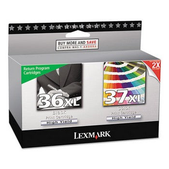 Lexmark 36XL / 37XL Black and Color, High Capacity, Combo Pack Ink Cartridge, Lexmark 18C2249
