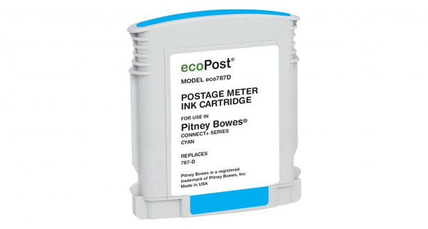 ecoPost Remanufactured Postage Meter Cyan Ink Cartridge for Pitney Bowes 787-D