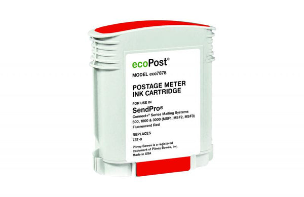 ecoPost Remanufactured Postage Meter Fluorescent Red Ink Cartridge for Pitney Bowes 787-8