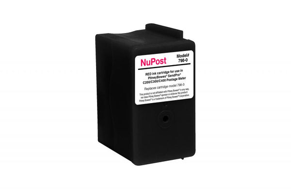 NuPost Remanufactured Postage Meter Red Ink Cartridge for Pitney Bowes SL-798-0