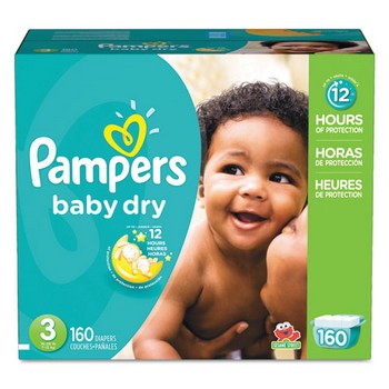Pampers Baby Dry Diapers, Size 3: 16 to 28 lbs, 160/Carton, Pampers 10037000862373