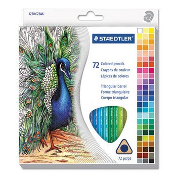 Triangular Colored Pencil Set, H/#3, 2.9mm, 72 Assorted Colors